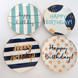 Rosanna Let’s Party Happy Birthday Fun Designs Dessert Plates Set of 4